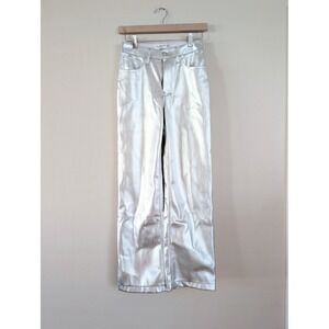 Abercrombie & Fitch 90s High Rise Metallic‎ Vegan Leather Pant 24 / 00S Festival